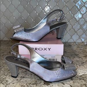 Proxy Silver Sparkle Kitten Heels